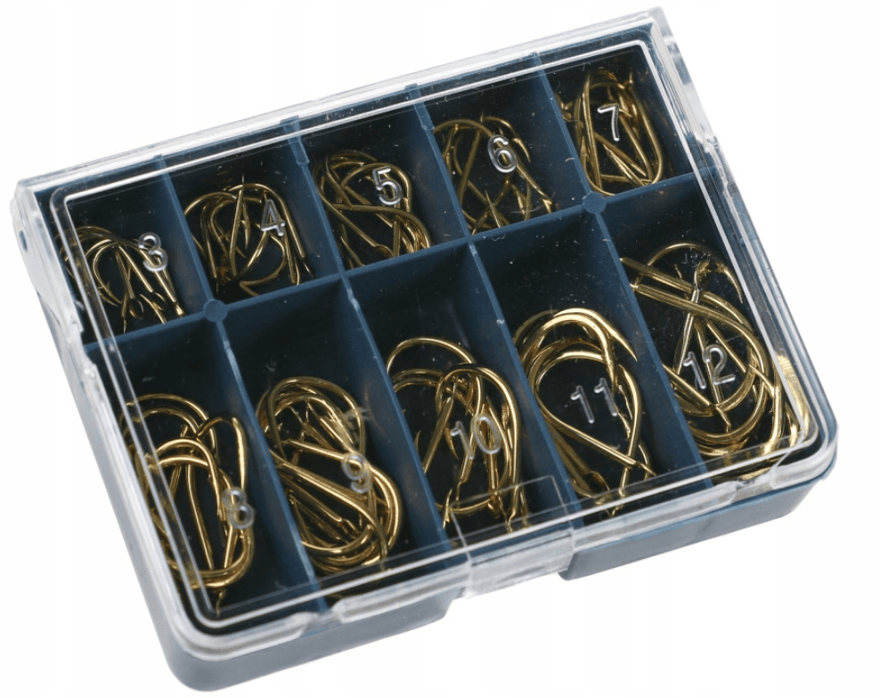 70 sztuk haczyków z oczkiem (rozmiary 3, 4, 5, 6, 7, 8, 9, 10, 11, 12)